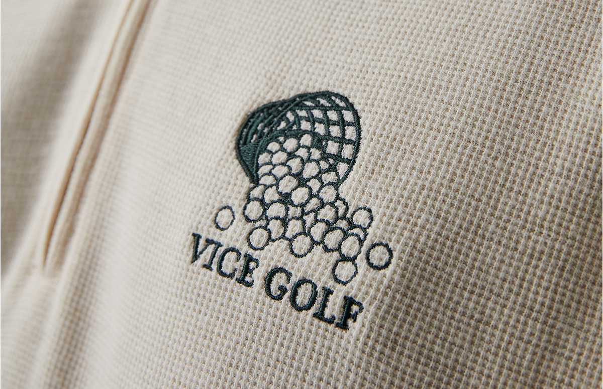 VICE GOLF Talking Practice Half-Zip Waffle Polo Off White body 2