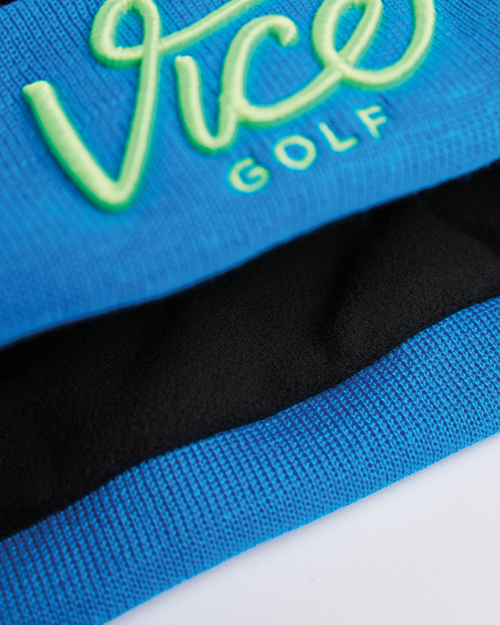 VICE GOLF Beanie Striped Blue / Neon Lime slider 3 mobile