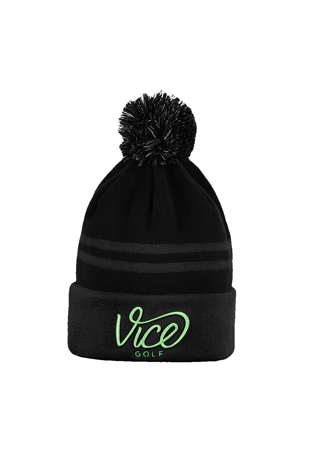 VICE GOLF Beanie Striped Magnet / Neon Lime body 1